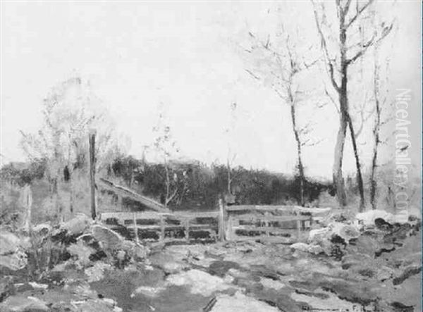 Spring Landscape With Fence - view 1