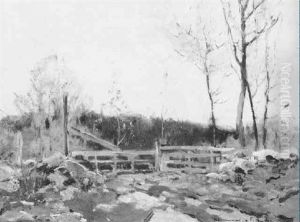 Spring Landscape With Fence by Chauncey Foster Ryder
