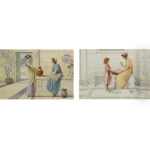 Conversation At The Well (+ A Gift Of Roses; Pair) by Henry Ryland