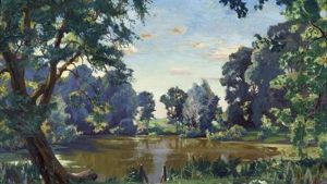 Landschaft Mit Teich by Arkady Rylov