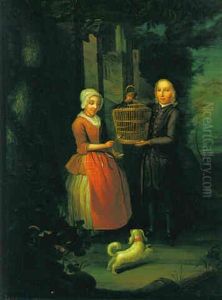 Couple With Bird Cage by Nicolaes Rynenburg
