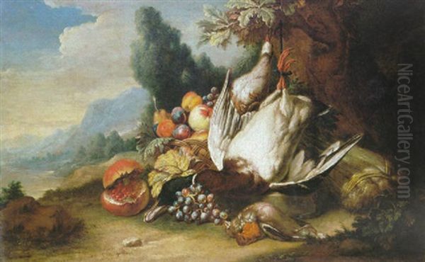 Nature Morte Au Gibier Et Corbeille De Fruits - view 1