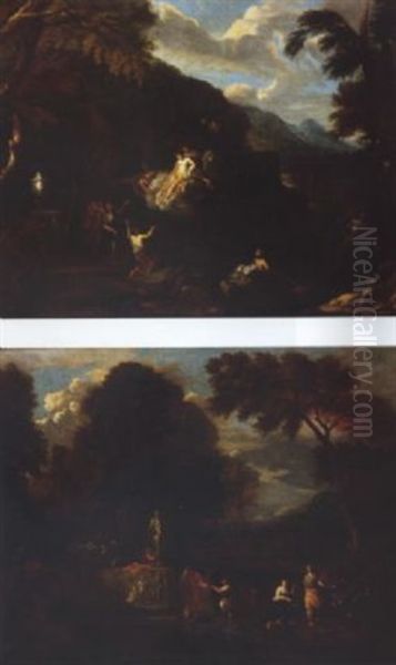An Arcadian Landscape With Figures Making A Sacrifice Before An Altar - view 1