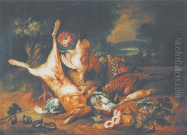 Jagdstilleben Mit Federvieh Und Hase - view 1