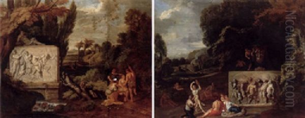 A Classical Landscape With Maiden Dancing By A Sacophagus Depicting The Triumph Of Silenus - view 1