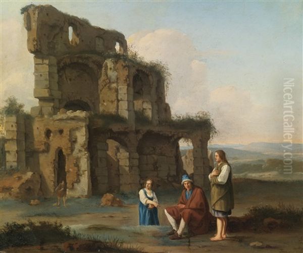 Peasants Before Roman Ruins - view 1