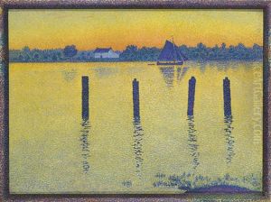 L"escaut En Amont D"anvers, Le Soir Or Voiliers Sur L'escaut by Theo van Rysselberghe