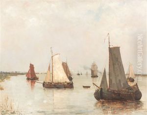 Voiliers Sur La Riviere - Boats On The River (1880) by Theo van Rysselberghe