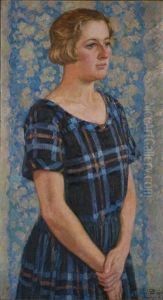 Portrait De Monique Schlumberger En Bleu