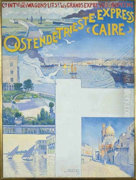 Ostende-trieste Caire Express (poster Sketch For La Compagnie Des Wagons-lits) - view 1