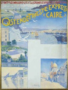 Ostende-trieste Caire Express (poster Sketch For La Compagnie Des Wagons-lits) by Theo van Rysselberghe