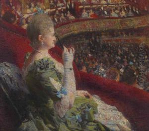 Madame Edmond Picard Dans Sa Loge Au Theatre De La Monnaie