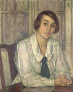 Portrait D'elisabeth Van Rysselberghe Assise, Les Mains Sur La Table