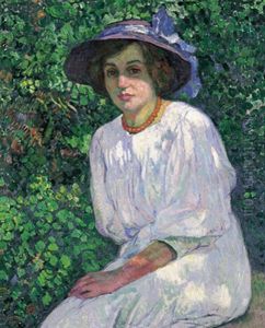 Elisabeth Van Rysselberghe Au Jardin, A Jersey - Jeune Fille Au Buisson by Theo van Rysselberghe