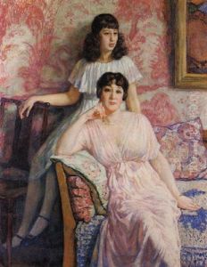 Portrait De Madame Boivin Et Sa Fille Pierrette by Theo van Rysselberghe