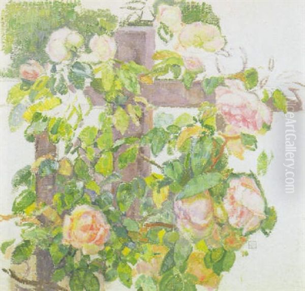 Roses On A Fence Post - view 1
