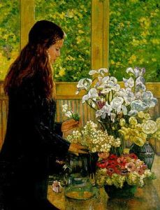 Jeune Fille Avec Vases De Fleurs by Theo van Rysselberghe