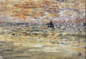 Zeegezicht Met Zonsondergang by Theo van Rysselberghe