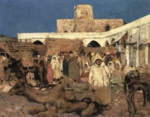 Figures In A Market Square, Tangiers by Theo van Rysselberghe