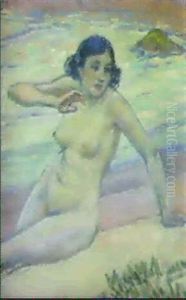 La Baigneuse De La Plage Sain Clair (circa 1910) by Theo van Rysselberghe