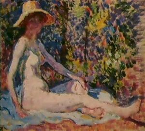 Nu Assis Au Chapeau by Theo van Rysselberghe