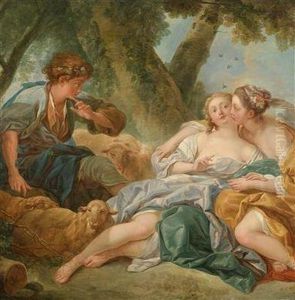 Silvia Freed From Pain By A Kiss From The Huntsman by Francois Boucher