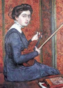 Femme Au Violon, Portrait De Renee Druet by Theo van Rysselberghe