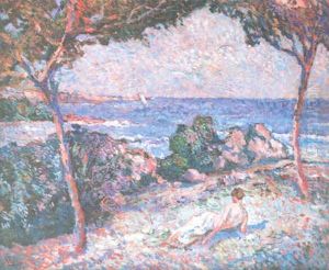 Jeune Femme Couchee Au Bord De La Mer