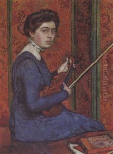 La Violoniste - Portrait De Renee Druet by Theo van Rysselberghe