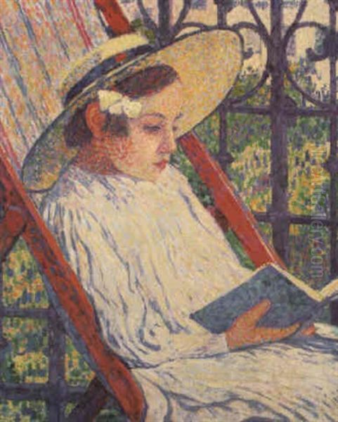 Elizabeth Van Rysselberghe Lisant Sur Le Balcon - view 1