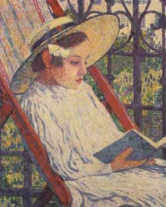 Elizabeth Van Rysselberghe Lisant Sur Le Balcon by Theo van Rysselberghe