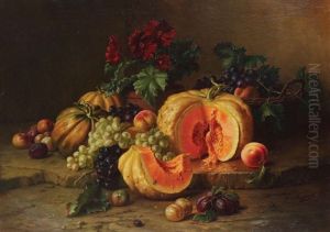 Nature Morte Aux Fruits (potiron, Raisins, Prunes, Melons) by Edward van Ryswyck