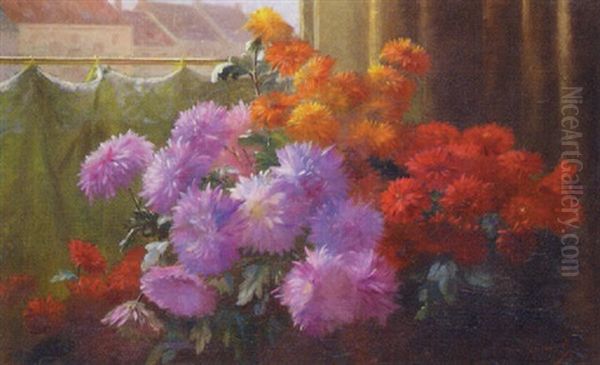 A Still Life Of Chrysanthemums Before A Window - view 1