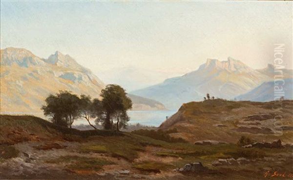 See-/gebirgslandschaft Im Sonnigen Licht - view 1