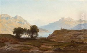 See-/gebirgslandschaft Im Sonnigen Licht by Georg Eduard Otto Saal