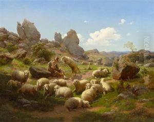 Schafer Und Herde In Der Eifel by Georg Eduard Otto Saal