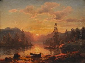 Sunset In The Mountains by Georg Eduard Otto Saal