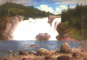 Angler Am Fuse Eines Wasserfalls Angler Am Fuse Eines Wasserfalls