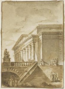 Capriccio With Steps And Temple by Juste Nathan Boucher