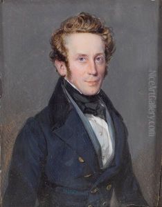 Portrait Of A Gentleman With Blond Hair In A Dark Jacket Against Neutral Background by Karl Von Saar