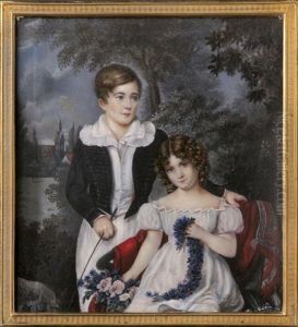 George 2. Duke Of Cambridge Und Seine Schwester Augusta Karoline Vor
Laubaumen Im Hintergrund Eine Kirche