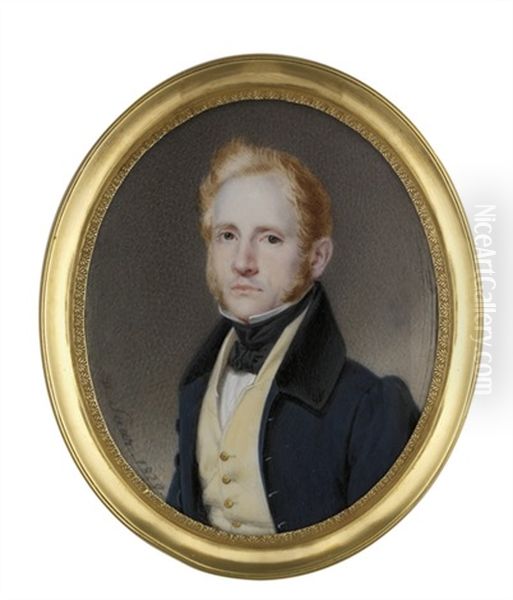 A Young Gentleman In Blue Coat With Black Collar - view 1