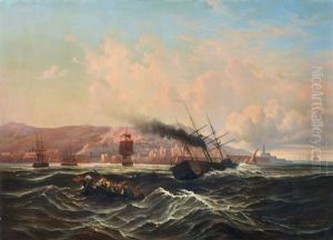 Rettung Aus Seenot Vor Der Kuste Von Algier by Leon Jean-Baptiste Sabatier