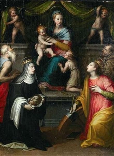 Thronende Madonna Mit Heiligen - view 1