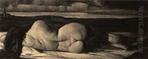 Nu Couche Sur La Plage by Georges Hanna Sabbagh