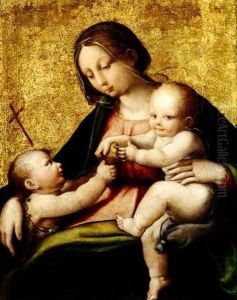 Madonna And Child With The Infant Saint John The Baptist by Andrea Sabbatini