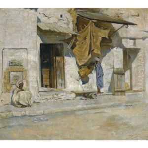 Orientalist Street Scene (north Africa?) by Symeon Sabbides