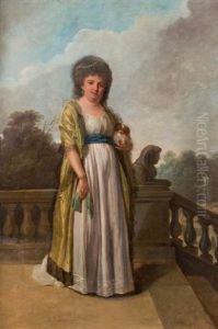 Portrait De Femme Devant Un Parc by Francois Jean (Jean Francois) Sablet