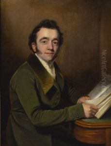 Portrait Of A Gentleman In A Green Jacket With Velvet Collar, Seated At A Desk