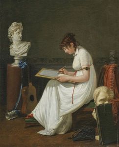 Portrait D'une Artiste Dessinant D'apres Une Antiquite by Francois Jean (Jean Francois) Sablet